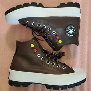 Converse Brown and White Platform Shoes